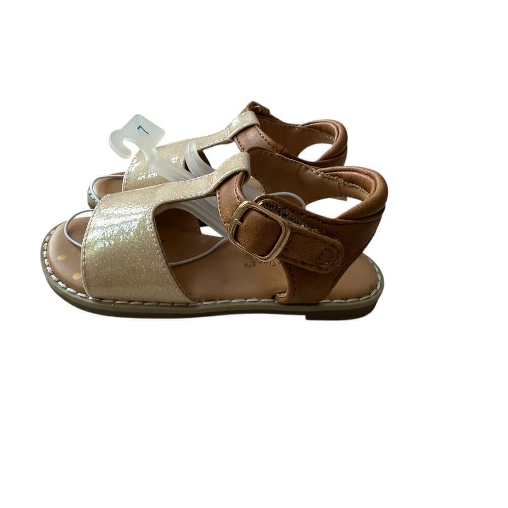 NWT Cat & Jack Girls Cognac Glitter Ankle Strap Sandals Size 7